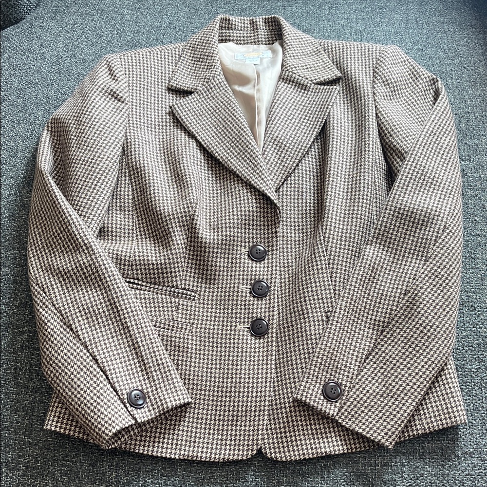 Talbots Brown Houndstooth WoolBlazer